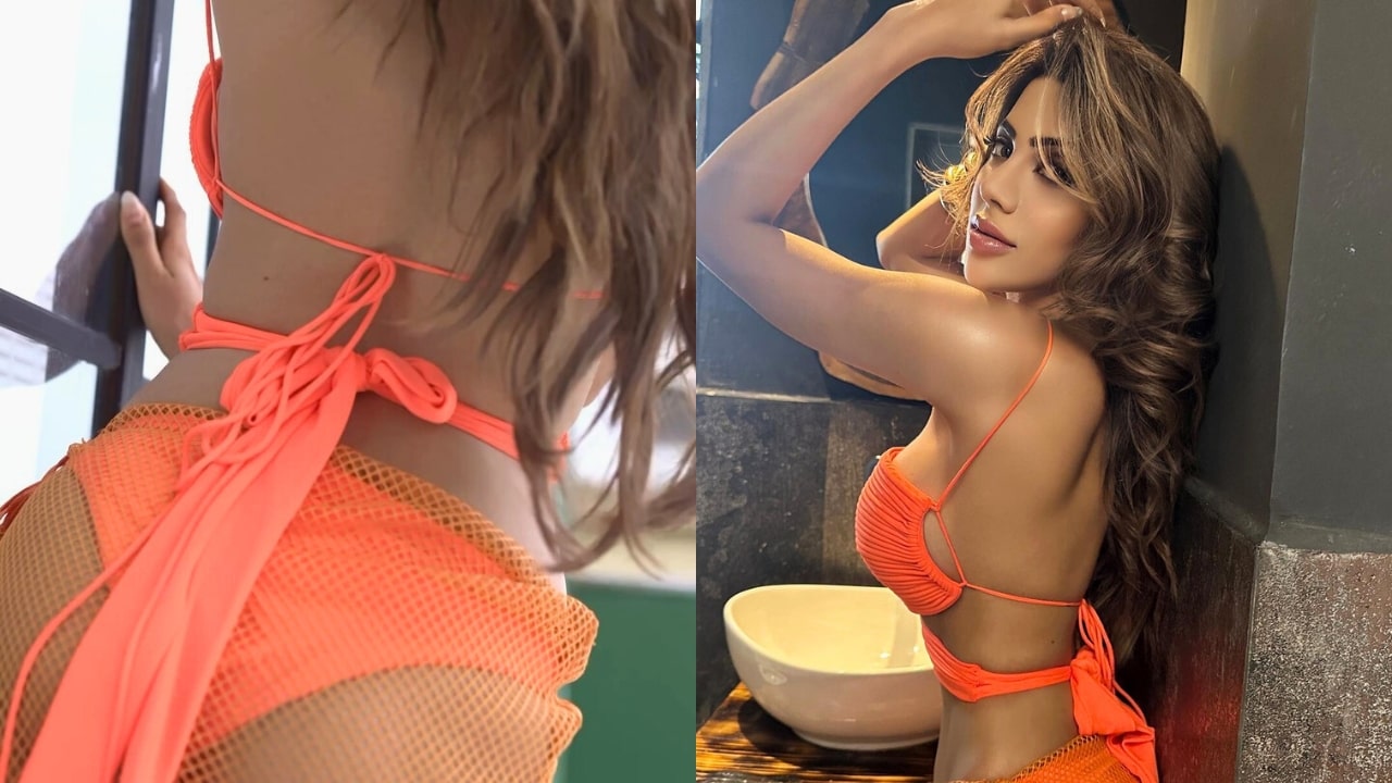 Nikki Tamboli In Orange Bikini