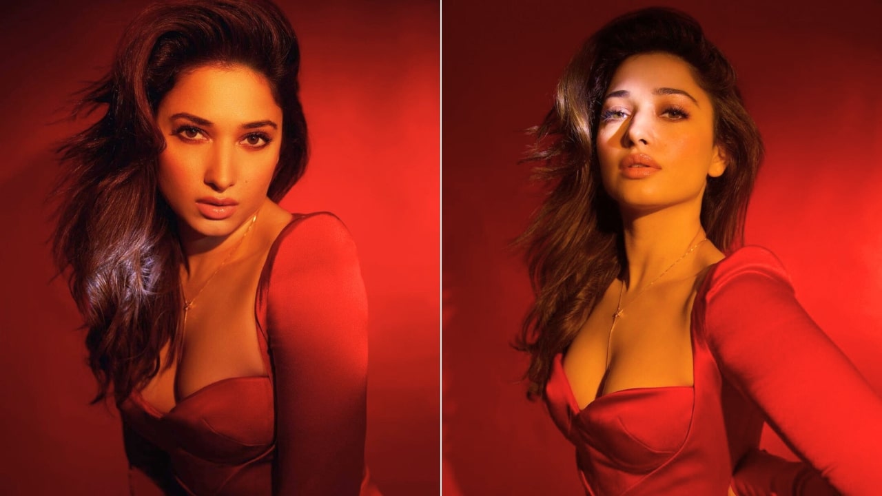 Tamannaah Bhatia Red Bodycon Gown