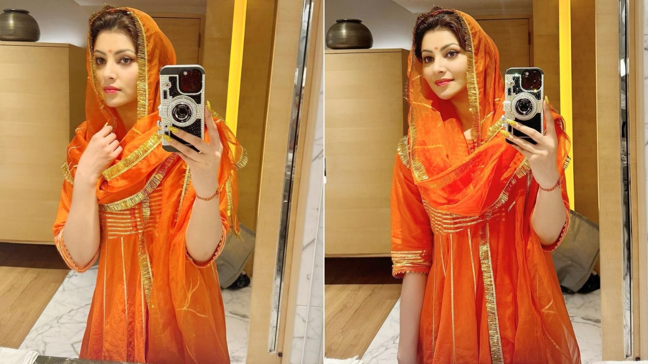 Urvashi Rautela Saffron Salwar Suit